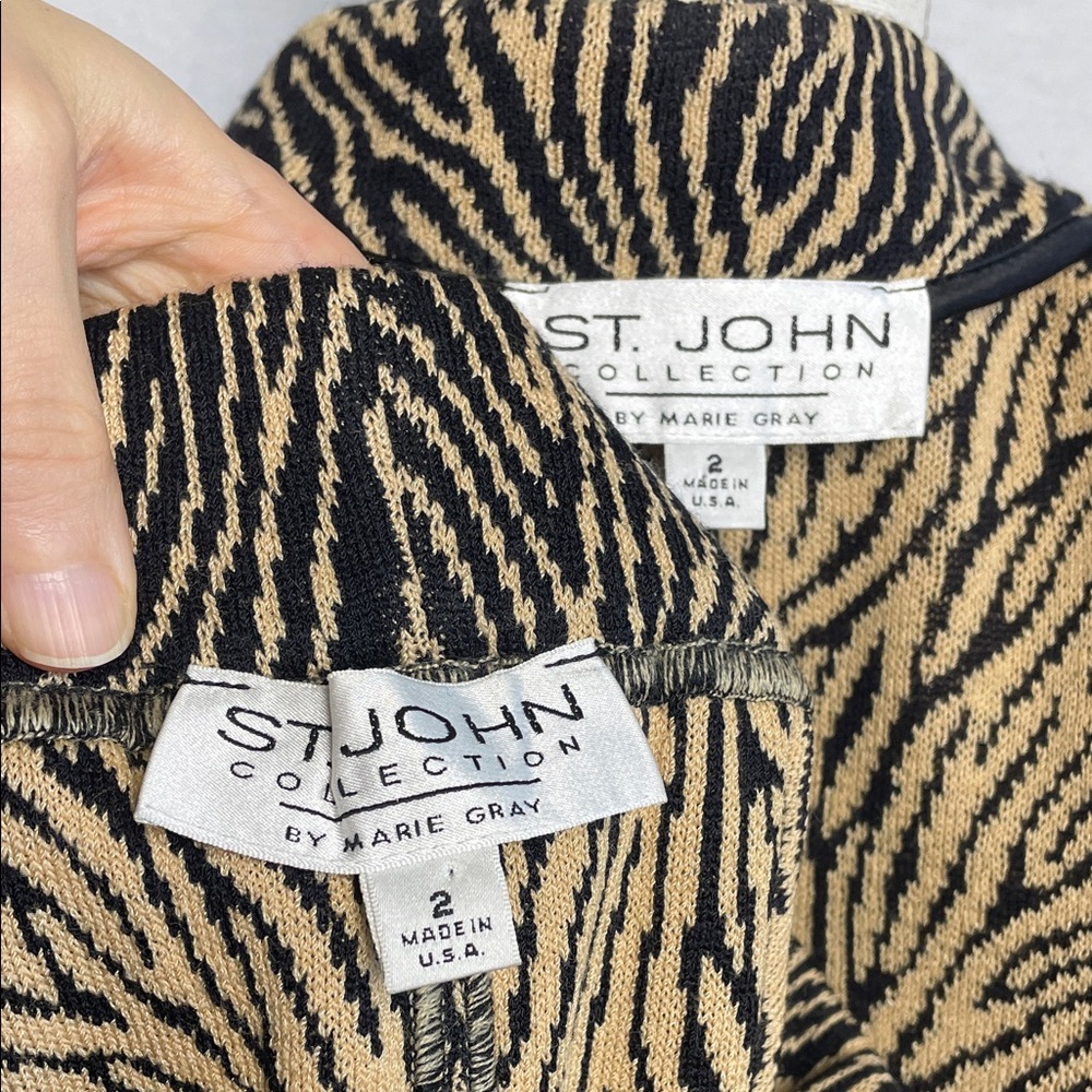 ST. JOHN 2 pc suit Zebra Print Skirt jacket - Picture 3 of 17